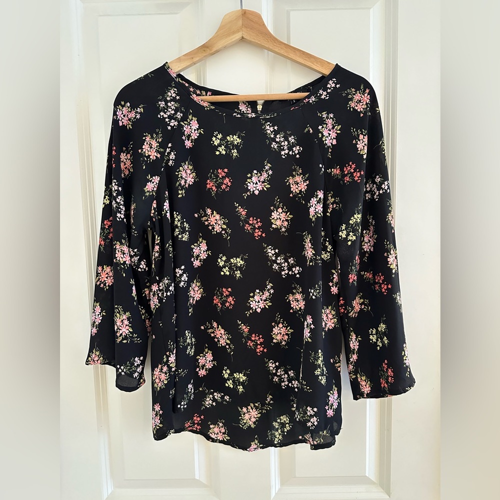 Papermoon S black floral blouse